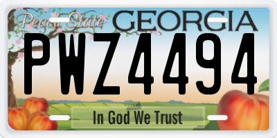 GA license plate PWZ4494