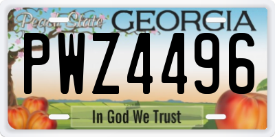 GA license plate PWZ4496
