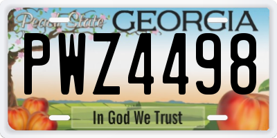 GA license plate PWZ4498