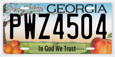 GA license plate PWZ4504
