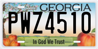 GA license plate PWZ4510