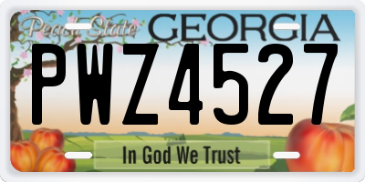 GA license plate PWZ4527