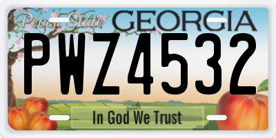 GA license plate PWZ4532