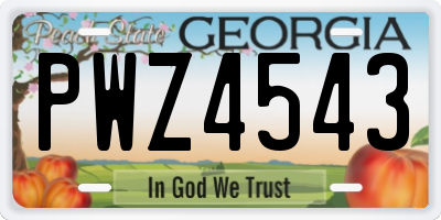GA license plate PWZ4543