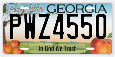 GA license plate PWZ4550