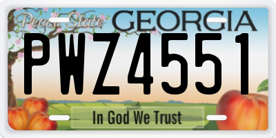 GA license plate PWZ4551