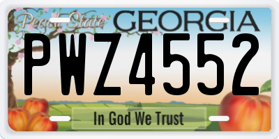 GA license plate PWZ4552