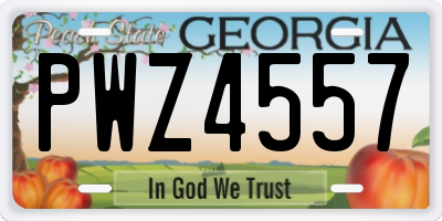 GA license plate PWZ4557