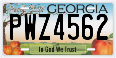 GA license plate PWZ4562