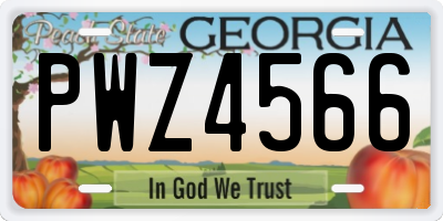 GA license plate PWZ4566