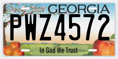 GA license plate PWZ4572