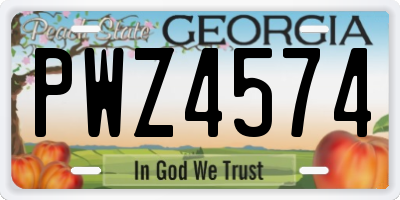 GA license plate PWZ4574