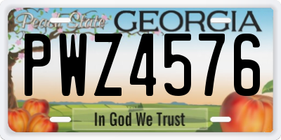 GA license plate PWZ4576