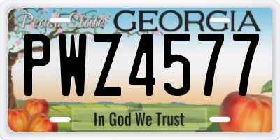 GA license plate PWZ4577