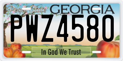 GA license plate PWZ4580