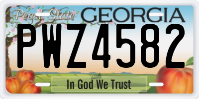 GA license plate PWZ4582