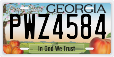 GA license plate PWZ4584