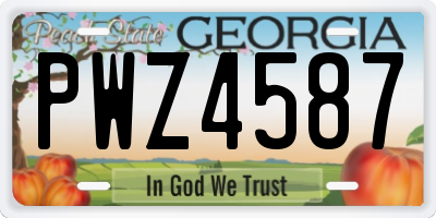 GA license plate PWZ4587