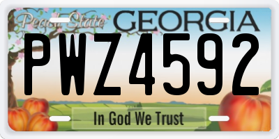 GA license plate PWZ4592