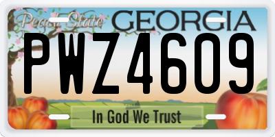 GA license plate PWZ4609