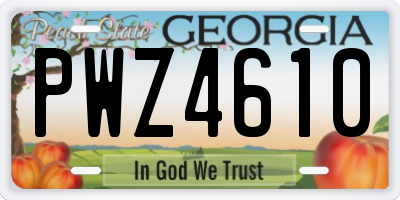 GA license plate PWZ4610