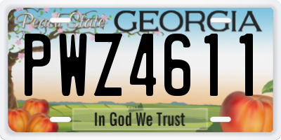 GA license plate PWZ4611