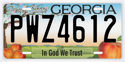 GA license plate PWZ4612