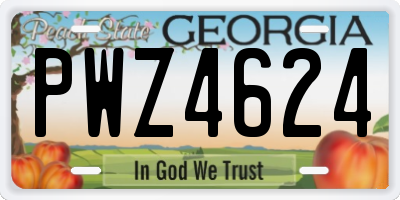 GA license plate PWZ4624