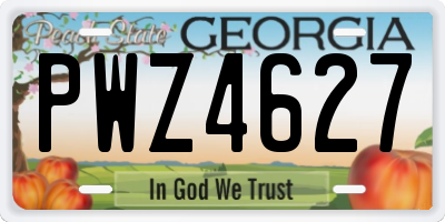 GA license plate PWZ4627