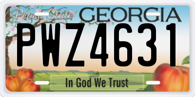 GA license plate PWZ4631
