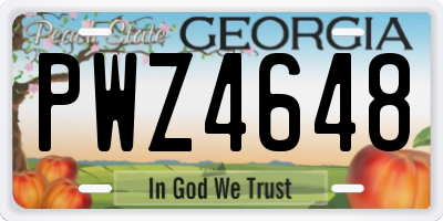 GA license plate PWZ4648