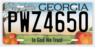 GA license plate PWZ4650