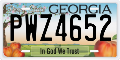 GA license plate PWZ4652