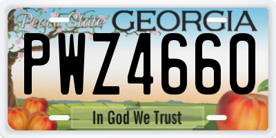 GA license plate PWZ4660