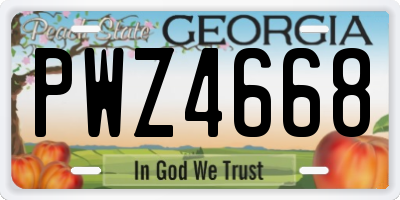 GA license plate PWZ4668