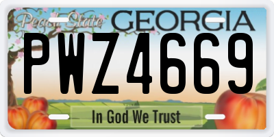 GA license plate PWZ4669