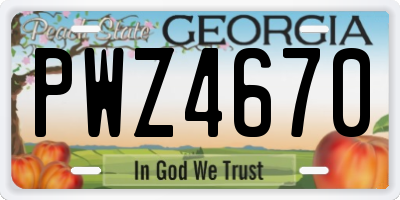 GA license plate PWZ4670