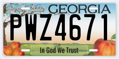 GA license plate PWZ4671