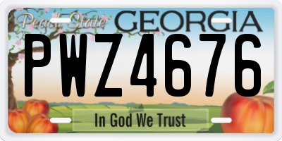 GA license plate PWZ4676