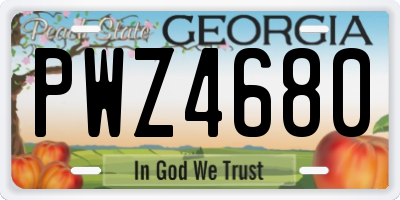 GA license plate PWZ4680