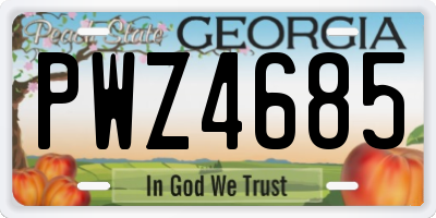 GA license plate PWZ4685