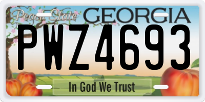 GA license plate PWZ4693