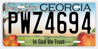 GA license plate PWZ4694
