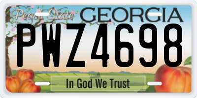 GA license plate PWZ4698
