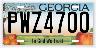 GA license plate PWZ4700