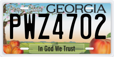 GA license plate PWZ4702