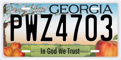 GA license plate PWZ4703