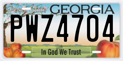 GA license plate PWZ4704