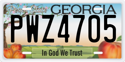 GA license plate PWZ4705