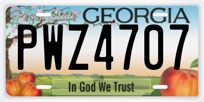 GA license plate PWZ4707